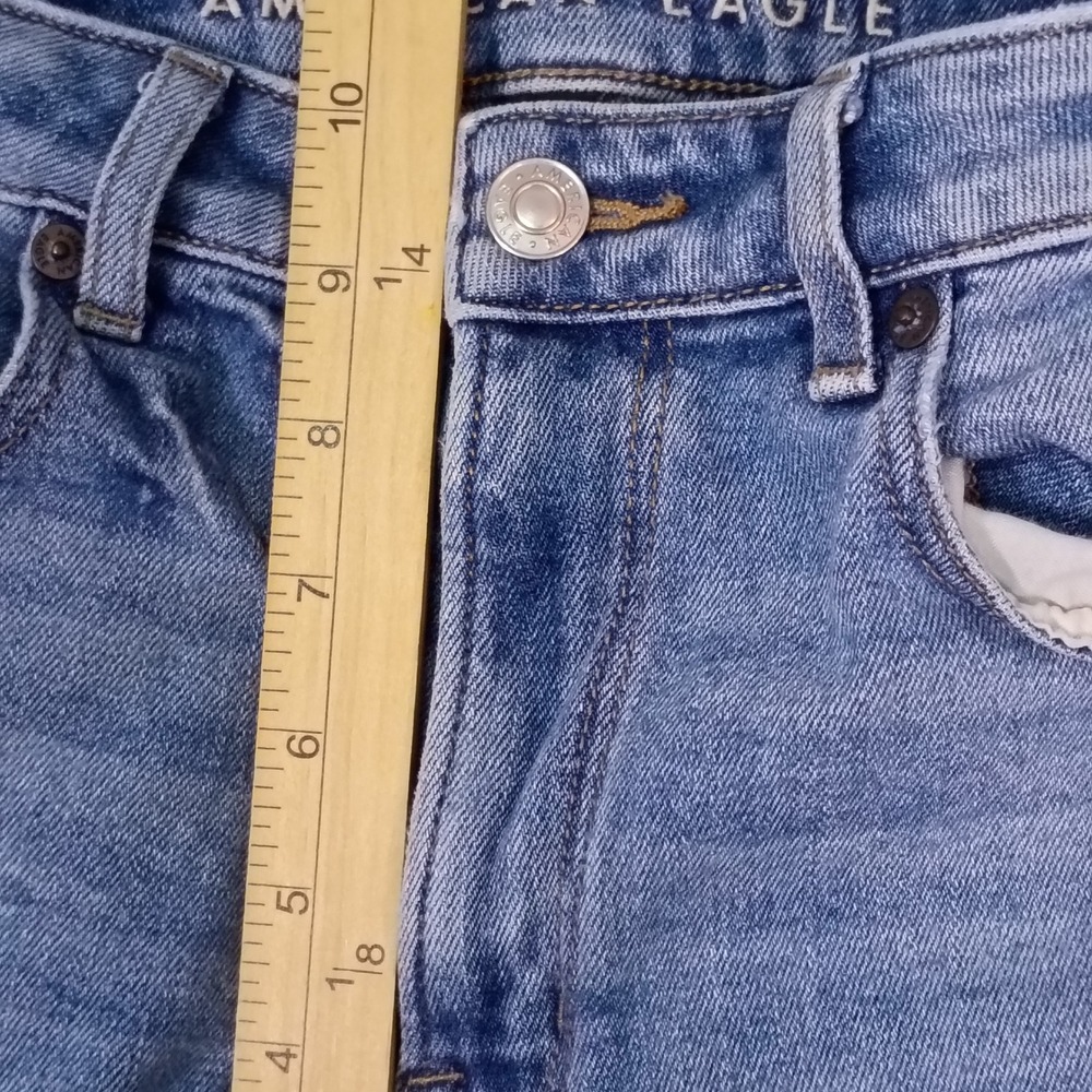 American Eagle Mom Jeans Womens 2 Regular Blue Stretch High Rise Tapered Denim - Picture 8 of 16